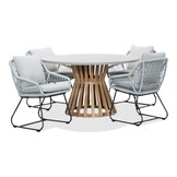 Elzas/Portofino grijs dining tuinset | 4 personen | betonlook + touw | 135cm rond