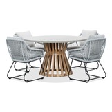 Elzas/Portofino grijs dining tuinset | 4 personen | betonlook + touw | 135cm rond