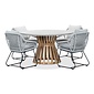 BUITEN living Elzas/Portofino grijs dining tuinset | 4 personen | betonlook + touw | 135cm rond