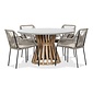 BUITEN living Elzas/Seville zand dining tuinset | 4 personen | betonlook + touw | 135cm rond