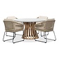 BUITEN living Elzas/Tulum Sahara Dust dining tuinset | 4 personen | betonlook + touw | 135cm rond