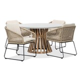 Elzas/Tulum Sahara Dust dining tuinset | 4 personen | betonlook + touw | 135cm rond