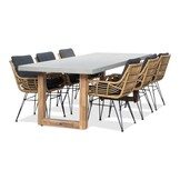 Lausanne/Carlos Antraciet dining tuinset | 6 personen | betonlook + wicker | 250cm