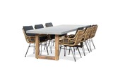 Lausanne/Carlos Antraciet dining tuinset | 6 personen | betonlook + wicker | 250cm