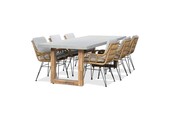 Lausanne/Carlos taupe dining tuinset | 6 personen | betonlook + wicker | 250cm