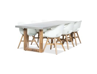 Lausanne/Karlstad wit dining tuinset | 6 personen | betonlook + kunststof | 250cm