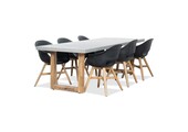Lausanne/Karlstad zwart dining tuinset | 6 personen | betonlook + kunststof | 250cm