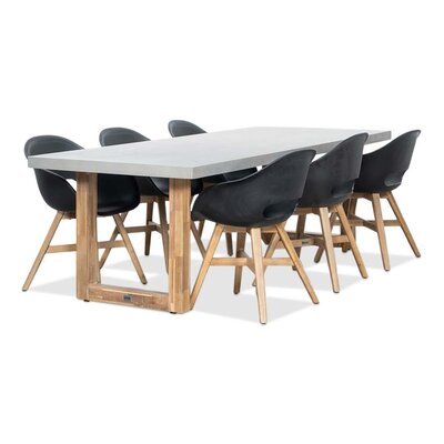 Lausanne/Karlstad zwart dining tuinset | 6 personen | betonlook + kunststof | 250cm