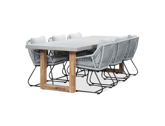 Lausanne/Portofino grijs dining tuinset | 6 personen | betonlook + touw | 250 cm