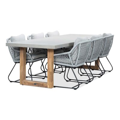 Lausanne/Portofino grijs dining tuinset | 6 personen | betonlook + touw | 250 cm