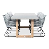 Lausanne/Portofino grijs dining tuinset | 6 personen | betonlook + touw | 250 cm