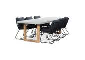 Lausanne/Portofino zwart dining tuinset | 6 personen | betonlook + touw | 250cm