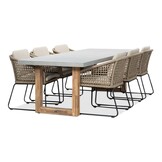 Lausanne/Tulum Sahara Dust dining tuinset | 6 personen | betonlook + touw | 250cm