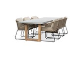 Lausanne/Tulum Sahara Dust dining tuinset | 6 personen | betonlook + touw | 250cm