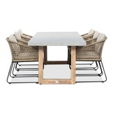 Lausanne/Tulum Sahara Dust dining tuinset | 6 personen | betonlook + touw | 250cm