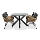 Stockholm/Carlos antraciet dining tuinset | 6 personen | betonlook + wicker | 200cm ovaal