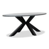 Stockholm/Carlos taupe dining tuinset | 6 personen | betonlook + wicker | 200cm ovaal