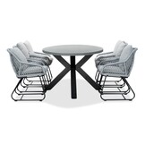 Stockholm/Portofino grijs dining tuinset | 6 personen | betonlook + touw | 200cm ovaal