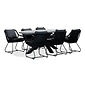 BUITEN living Stockholm/Portofino zwart dining tuinset | 6 personen | betonlook + touw | 200cm ovaal