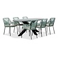BUITEN living Stockholm/Seville mint dining tuinset | 6 personen | betonlook + touw | 200cm ovaal