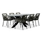 BUITEN living Stockholm/Seville olijfgroen dining tuinset | 6 personen | betonlook + touw | 200cm ovaal