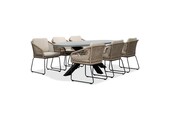 Stockholm/Tulum Sahara Dust dining tuinset | 6 personen | betonlook + touw | 200cm ovaal