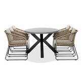 Stockholm/Tulum Sahara Dust dining tuinset | 6 personen | betonlook + touw | 200cm ovaal