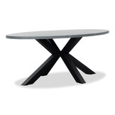 Stockholm/Tulum Sahara Dust dining tuinset | 6 personen | betonlook + touw | 200cm ovaal