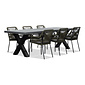 BUITEN living Lyon/Seville olijfgroen dining tuinset | 6 personen | betonlook + touw | 250cm