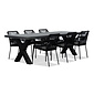 BUITEN living Lyon/Seville zwart dining tuinset | 6 personen | betonlook + touw | 250cm