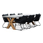 BUITEN living Norwich/Portofino zwart dining tuinset | 6 personen | betonlook + touw | 250cm