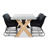 Norwich/Portofino zwart dining tuinset | 6 personen | betonlook + touw | 250cm