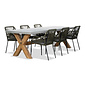 BUITEN living Norwich/Seville olijfgroen dining tuinset | 6 personen | betonlook + touw | 250cm