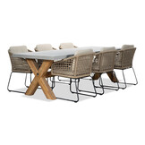 Norwich/Tulum Sahara Dust dining tuinset | 6 personen | betonlook + touw | 250cm