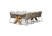 Norwich/Tulum Sahara Dust dining tuinset | 6 personen | betonlook + touw | 250cm