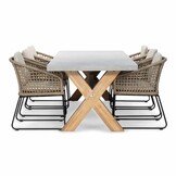 Norwich/Tulum Sahara Dust dining tuinset | 6 personen | betonlook + touw | 250cm