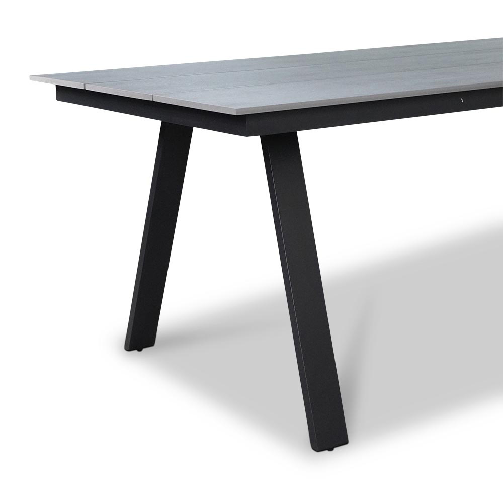 Oslo Grey/Mojito negro dining tuinset | 6 personen | polywood + textileen | 220cm