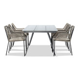 Oslo Grey/Seville zand dining tuinset | 6 personen | polywood + touw | 220cm