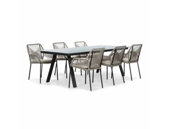 Oslo Grey/Seville zand dining tuinset | 6 personen | polywood + touw | 220cm