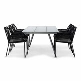 Oslo Grey/Seville zwart dining tuinset | 6 personen | polywood + touw | 220cm