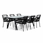 LUX outdoor living Oslo Grey/Seville zwart dining tuinset | 6 personen | polywood + touw | 220cm