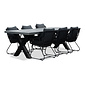BUITEN living Lyon/Portofino zwart dining tuinset | 6 personen | betonlook + touw | 250cm
