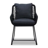 Lyon/Portofino zwart dining tuinset | 6 personen | betonlook + touw | 250cm