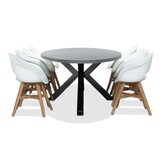Stockholm/Karlstad wit dining tuinset | 8 personen | betonlook + kunststof | 280cm ovaal