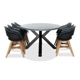 Stockholm/Karlstad zwart dining tuinset | 8 personen | betonlook + kunststof | 280cm ovaal