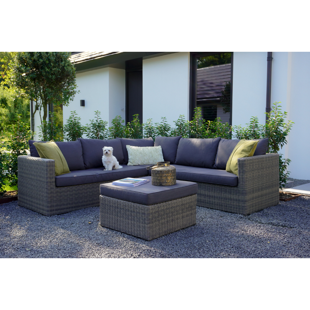 P - Roma hoek loungeset 4-delig | wicker | 230x230cm | Kobo Grey