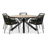 Arezzo/Seville olijfgroen dining tuinset | 5 personen | polywood + touw | 150cm rond