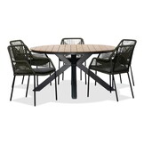 Arezzo/Seville olijfgroen dining tuinset | 5 personen | polywood + touw | 150cm rond