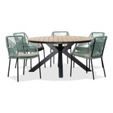 Arezzo/Seville mint dining tuinset | 5 personen | polywood + touw | 150cm rond