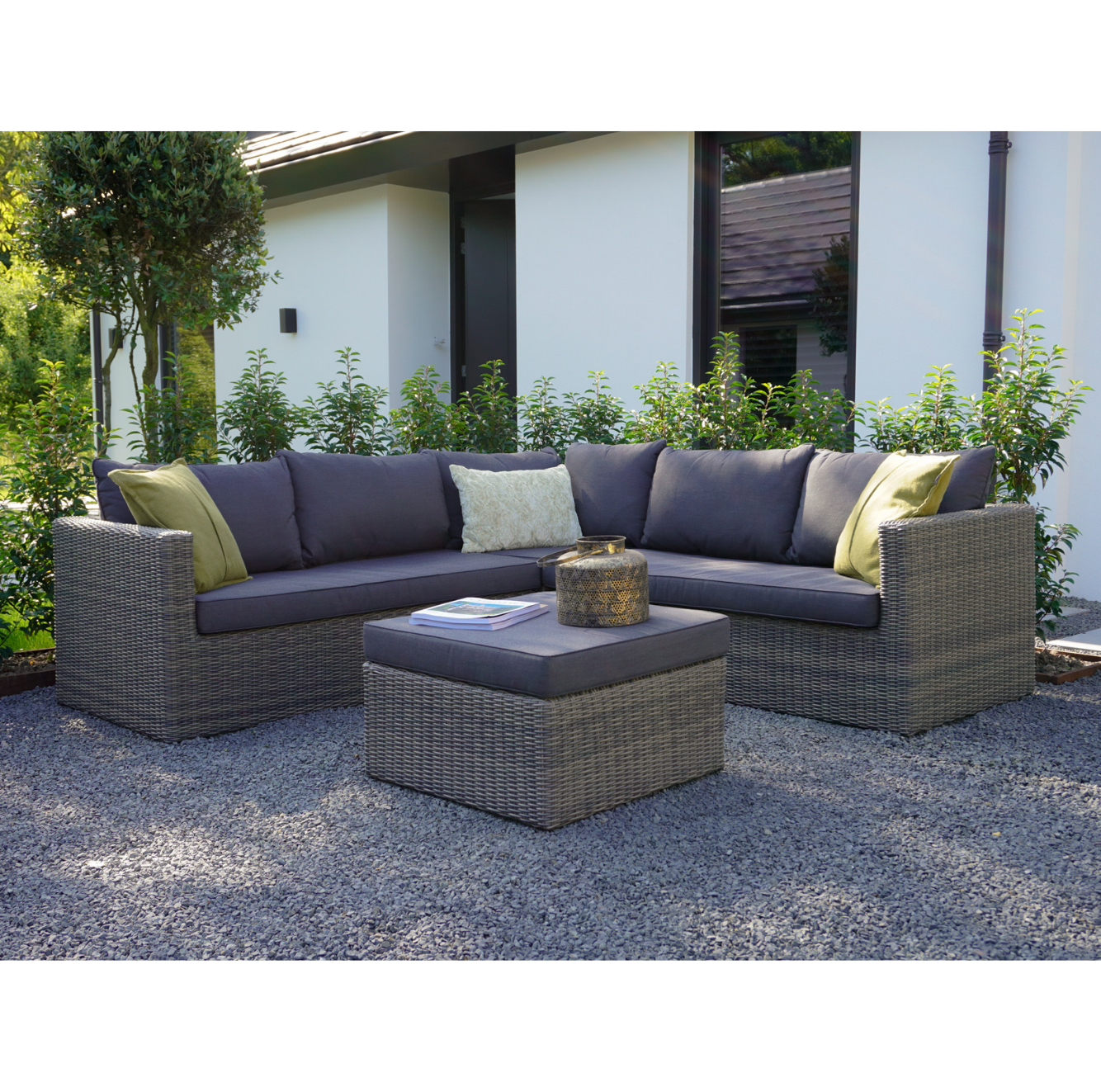 P - Roma hoek loungeset 4-delig | wicker | 230x230cm | Kobo Grey